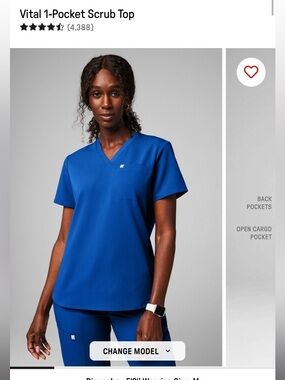 Fabletics Scrub Top & pants in Royal Blue both in size medium regular length